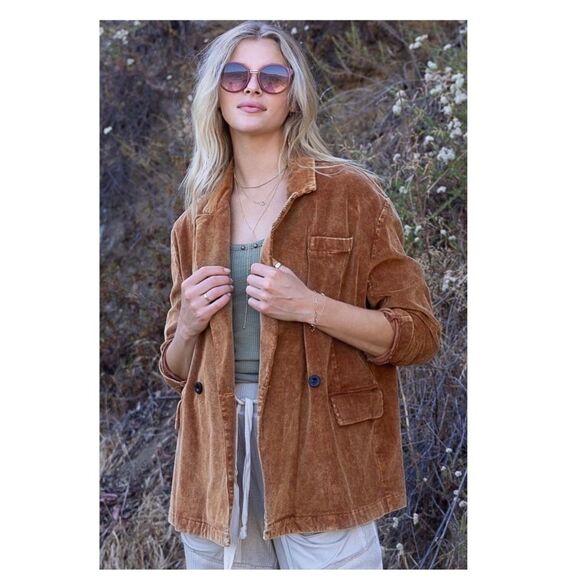 Copy - POL Casual Cotton Corduroy Jacket in Caramel - Picture 2 of 12